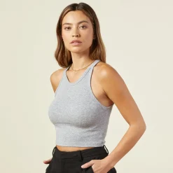 MONROW The Ultimate Cropped Tank HEATHERGREY Cheap